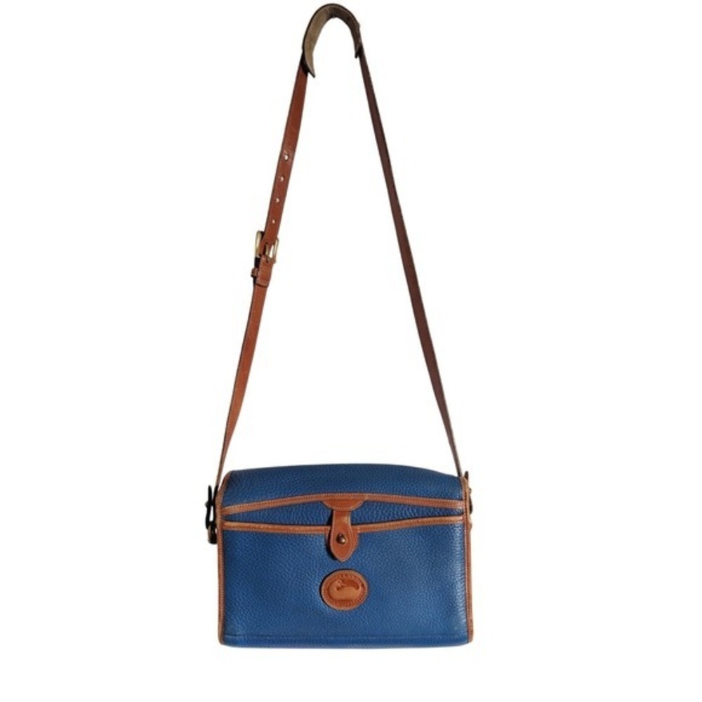 Donney Bourke Vintage 80s Dark Academia Blue All Weather Leather Messenger Bag